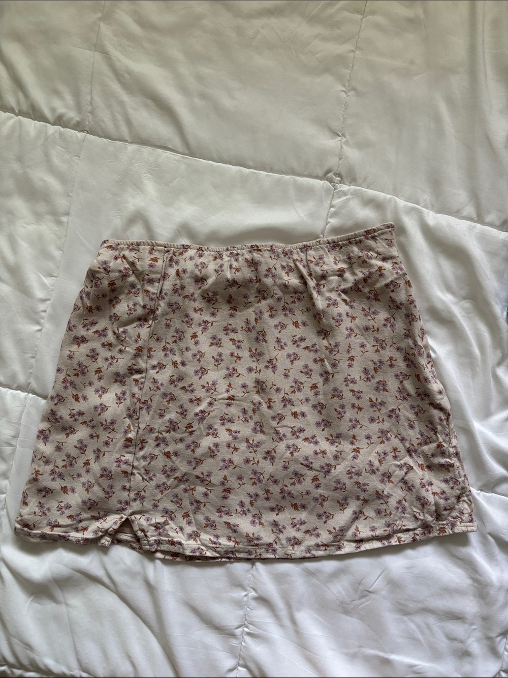 American Eagle Outfitters Cream Mini Skirt with Pink Floral Print